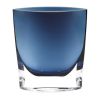 8" Midnight Blue And Clear Oval Crystal Glass Table Vase