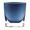 8" Midnight Blue And Clear Oval Crystal Glass Table Vase