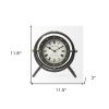 12" Black And White Metal Table Clock