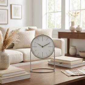 12" Gray Metal Table Clock