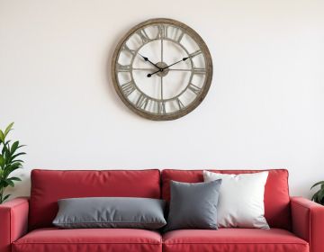 25" Circle Brown Metal Skeleton Wall Clock