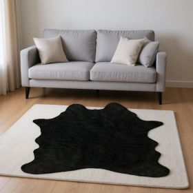 5' X 8' Black Shag Hand Knotted Area Rug