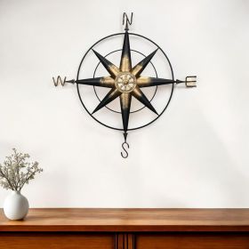 39" Black Rustic Compass Metal Wall Decor