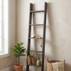 60" X 15" Charcoal Wood Ladder Wall Sculpture