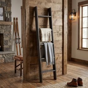 60" X 15" Charcoal Wood Ladder Wall Sculpture