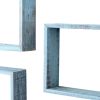 Set Of 3 Square Robins Egg Blue Reclaimed Wood Open Box Shelve