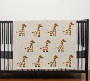 32" X 40" Orange And White Cotton Giraffe Plush Baby Blanket