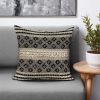 18" Natural Charcoal And Cream Geometric Cotton Blend Throw Pillow