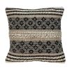 18" Natural Charcoal And Cream Geometric Cotton Blend Throw Pillow