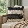 18" Black and Ivory Striped Cotton Blend Throw Pillow with Texture