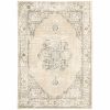 7' X 9' Beige And Ivory Center Jewel Area Rug