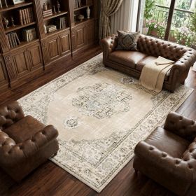 10' X 14' Beige And Ivory Center Jewel Area Rug