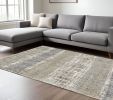 8' X 10' Grey And Ivory Abstract Lines Area Rug