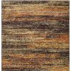 7' X 10' Gold Slate Blue And Orange Abstract Distressed Area Rug