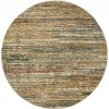 7' Blue And Ivory Round Rug