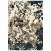 4' X 6' Ivory And Navy Blue Abstract Area Rug