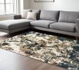 6' X 9' Ivory And Navy Blue Abstract Area Rug