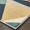 5' X 7' Blue Green And Beige Abstract Geometric Area Rug