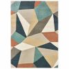6' X 9' Blue Green And Beige Abstract Geometric Area Rug