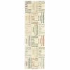 8' Ivory And Blue Runner Rug