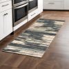8' Blue And Ivory Runner Rug
