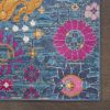 10' Blue And Orange Floral Distressed Runner Rug