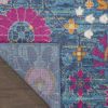 10' Blue And Orange Floral Distressed Runner Rug