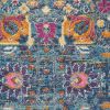 2' X 3' Blue And Orange Floral Distressed Area Rug