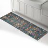 8' Blue And Orange Floral Distressed Runner Rug