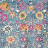 4' X 6' Blue And Orange Floral Distressed Area Rug