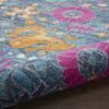 5' X 7' Blue And Orange Floral Distressed Area Rug