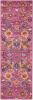 6' Fuchsia And Orange Floral Distressed Runner Rug
