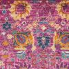 2' X 3' Fuchsia And Orange Floral Distressed Area Rug