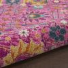 2' X 3' Fuchsia And Orange Floral Distressed Area Rug