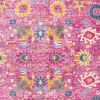 7' X 10' Fuchsia And Orange Floral Distressed Area Rug