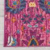 8' X 10' Fuchsia And Orange Floral Distressed Area Rug