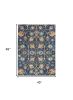 4' X 6' Navy Blue Yellow And Pink Floral Area Rug