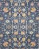 7' X 10' Navy Blue Yellow And Pink Floral Area Rug