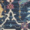 7' X 10' Navy Blue Yellow And Pink Floral Area Rug