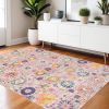 4' X 6' Silver Gray And Pink Floral Distressed Area Rug