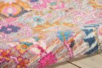 4' X 6' Silver Gray And Pink Floral Distressed Area Rug
