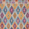 8' X 10' Gray Blue And Orange Ogee Distressed Area Rug