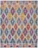 8' X 10' Gray Blue And Orange Ogee Distressed Area Rug