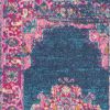 10' Blue And Pink Medallion Distressed Runner Rug