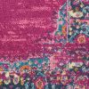 2' X 3' Fuchsia And Blue Oriental Distressed Area Rug