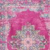 5' X 7' Fuchsia And Blue Oriental Distressed Area Rug