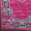 7' X 10' Fuchsia And Blue Oriental Distressed Area Rug