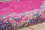 7' X 10' Fuchsia And Blue Oriental Distressed Area Rug