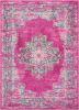 7' X 10' Fuchsia And Blue Oriental Distressed Area Rug