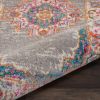 4' Gray And Gold Medallion Distressed Round Rug